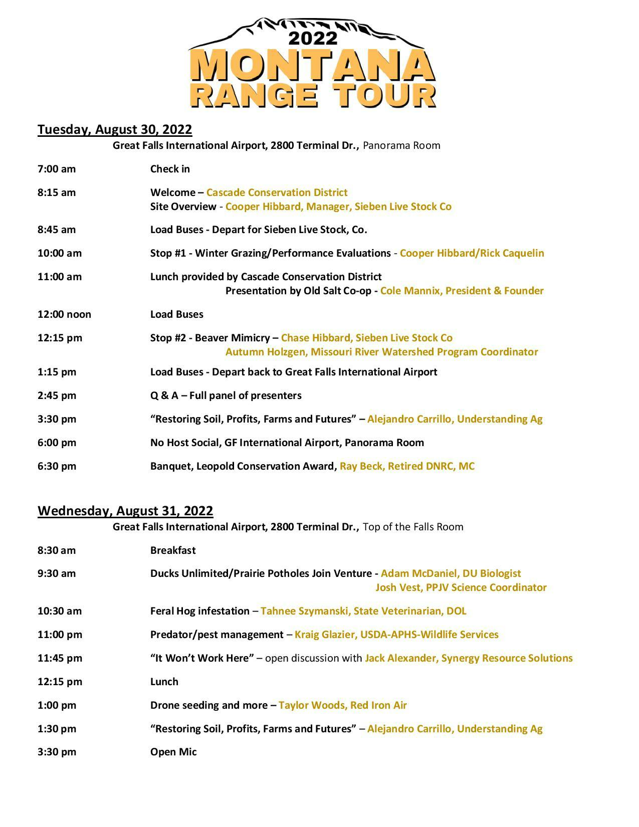 2022 Montana Range Tour Agenda JPG